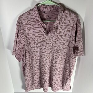 Adidas Go To Camo Printed Golf Polo Men XL Pink Recycled Polyester Blend